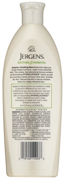 Jergens Soothing Aloe Refreshing Body Lotion, Aloe Vera Body and Hand Moisturizer, 10 Ounces, Illuminating Hydralucence Blend, with Cucumber Extract, Dermatologist Tested Jergens