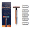 King C. Gillette Double Edge Safety Razor Chrome Plated Handle with 5 pack Platinum Coated Refills King C. Gillette