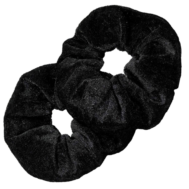 Kenz Laurenz Scrunchies for Hair - 2 Velvet Hair Ties for Women Girls Hair Elastics Ponytail Holder Scrunchy Girl Accessories Elastic Hair Bands Scrunchie Pack (Black) Kenz Laurenz