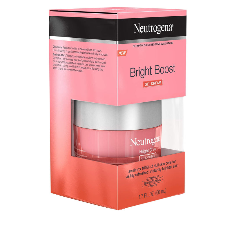 Neutrogena Bright Boost Brightening Moisturizing Face with Skin Resurfacing and Brightening Neoglucosamine for smooth skin Facial with AHA PHA and Mandelic Acids, Gel Cream, 1.7 Fl Oz Neutrogena