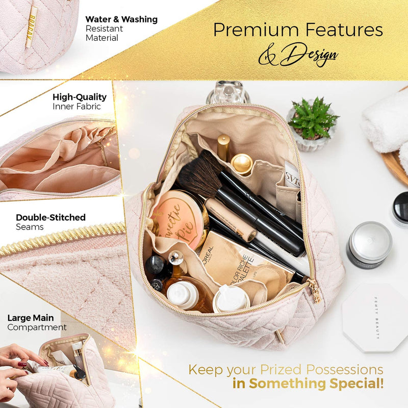 Large Cosmetic & Toiletry Bag, Zippered Makeup Pouch for Women & Girls, Travel Cute Organizer Suitable for Purse, Versatile Bag with Multiple Compartments for Makeup, Toiletries, Pencils, Accessories BOACAY Store
