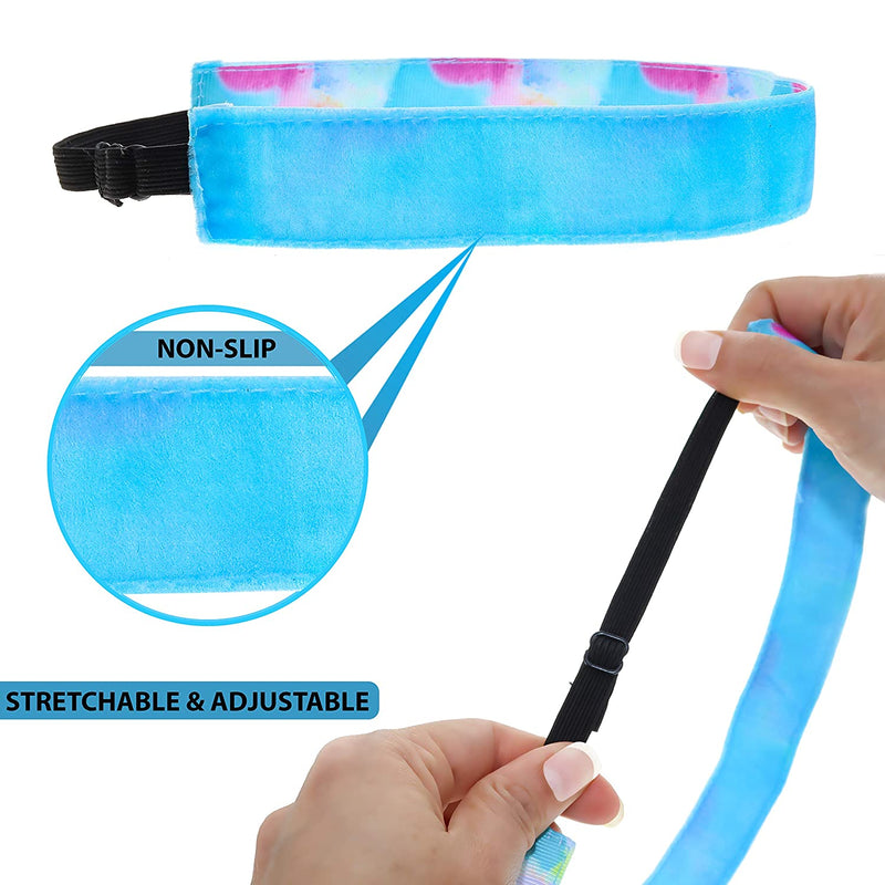 FROG SAC 6 PCS Tie Dye Elastic Headbands for Girls, Non Slip Hair Bands, Stretchy Adjustable Rainbow Girl Head Bands for Teens, Cute Hair Accessories Party Favors for Kids (Tie Dye) FROG SAC Store