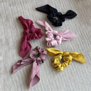 JIRIS 6 Pcs Satin Silk Hair Scrunchies Rabbit Bunny Ear Bow Bowknot Scrunchie Bobbles Elastic Hair Ties Bands Ponytail Holder for Women Accessories(SET2) JIRIS