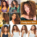 Feelgrace Hair Jerry Curl Ombre Blonde Brazilian Virgin Kinky Curly Human Hair Weave Bundles 1 Piece T1B/30 Color 16 inch Bundle Feelgrace