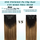 GOO GOO Seamless Hair Extensions Clip in 18 Inch Balayage Dark Brown Fading to Chestnut Brown and Dirty Blonde Hair Extensions 130g 7pcs Remy Hair Extensions with PU Weft Thick Clip in Hair for Women GOO GOO