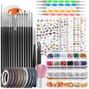Nail Art Brushes, Nail Dotting Tools, Teenitor Nail Art Design Kit with Butterfly Nail Brush, Nail Art Stickers, Nail Foil, Nail Art Striping Tape, Nail Art Rhinestones Teenitor