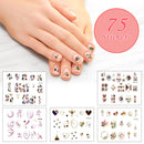 AWAKIIN 3D Summer Nail Stickers for Nail Art - Self-Adhesive Korean Nail Sticker for Acrylic Nails - 75 Nail Decals for Nail Art – Waterproof Designer Fingernail Toe Nail Crystal Jewelry Art Stickers AWAKIIN