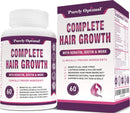 Premium Hair Growth for Women & Men - Hair Growth Vitamins w/ Biotin & Keratin - Prevents Hair Loss & Thinning, Supports Thicker Healthier Hair Growth - Supplement for All Hair Types, 60 Capsules Purely Optimal