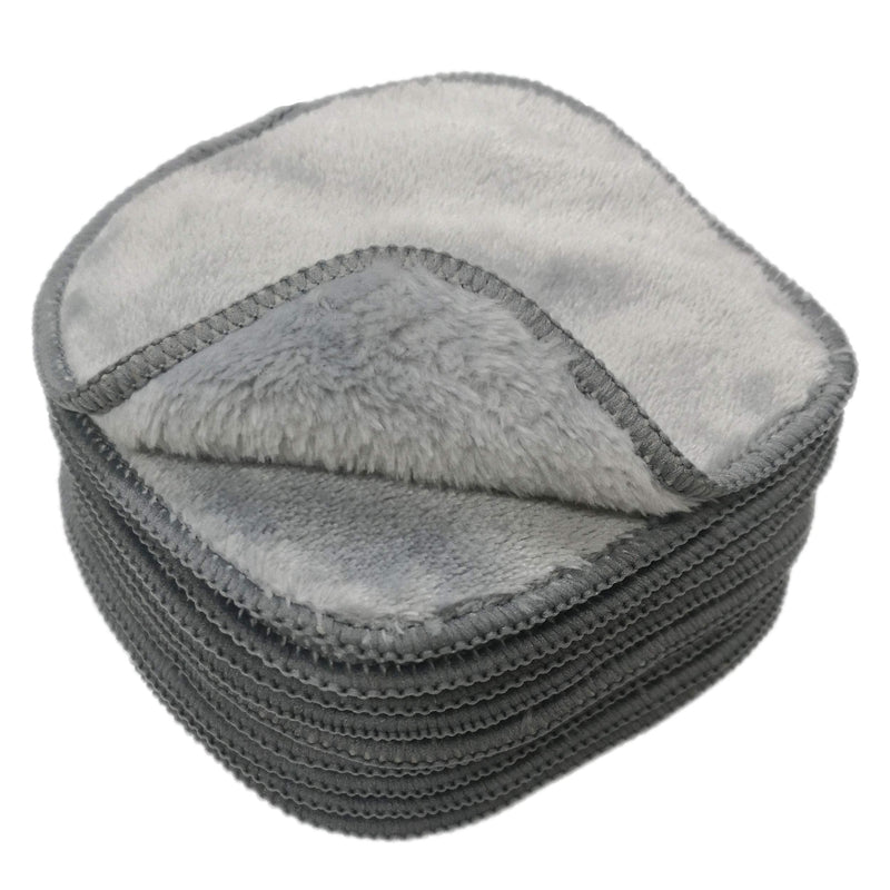 Polyte Premium Hypoallergenic Chemical Free Microfiber Fleece Makeup Remover and Facial Cleansing Cloth, 5 x 5 in, 10 Pack (Gray) POLYTE