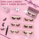 GOO GOO Mink Lashes 16mm Bushy Siberian Mink Fur False Eyelashes Hand Made Strips Real 3D Mink Eyelashes Natural Soft Curl Fake Eyelashes Reusable Make Up Eyelahses 1 Pair GOO GOO