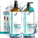 ArtNaturals Magnesium Oil Spray 12 oz + Body Massage Lotion Set 8oz for Feet & Sleep - Extra Strength Cream Ultra-Pure, Relief & Relaxation, Muscle Health Leg & Joint Care Topical Non Itch Infinity Warehouse