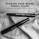 Pacinos Beard Pencil Filler - Water Proof, Long Lasting Coverage & Natural Finish - Beard, Moustache & Eyebrows - Micro-Fork Tip for Seamless Application - Includes Bristle Brush for Blending (Black) Pacinos