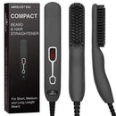 Aberlite EDC - Premium Beard Straightener Brush for Men - Professional Straightening Tool Heated Comb - For Short & Long Beards  - For Home and Travel Aberlite