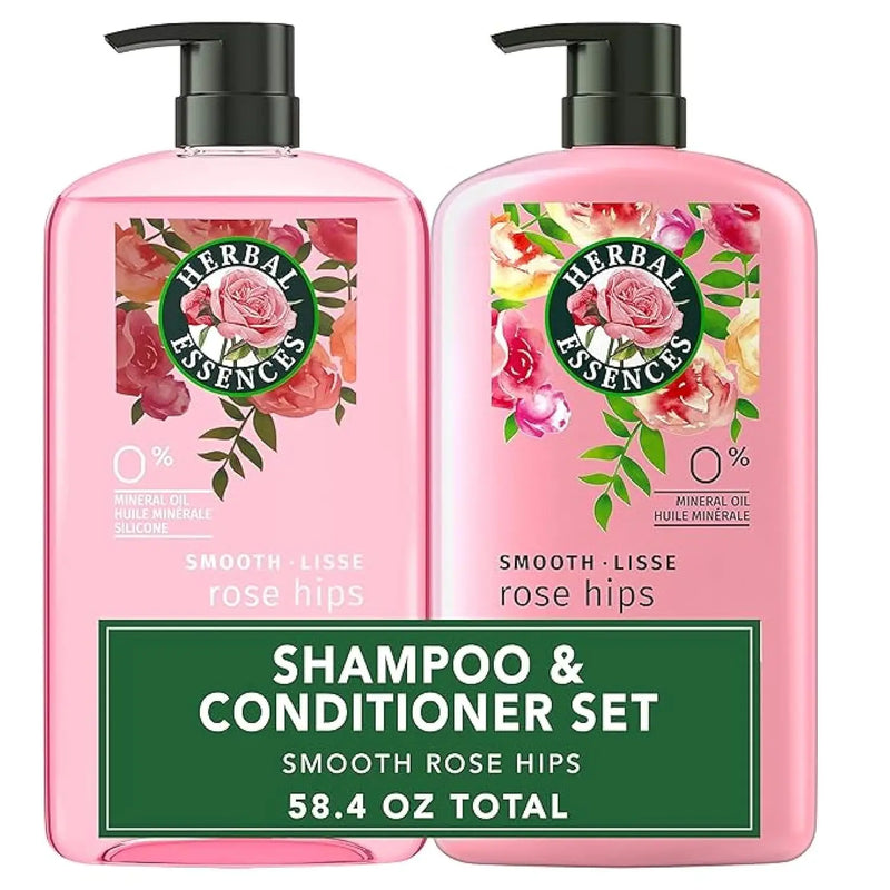 Herbal Essences Shampoo & Conditioner Set, Smooth Collection, Paraben-Free, Color-Safe, with Rose Hips & Vitamin E, 29.2 Fl Oz Each, 2-Pack Infinity Warehouse