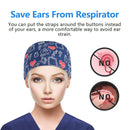 QBA Working Cap with Button Long Hair, 3 PCS, Adjustable working Hat Sweatband Cotton Ponytail Holder, Tie Back Hats for Women & Men, One Size, Black+Black Feather+Black Amoeba QBA
