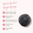 100% PURE Konjac Sponge, Charcoal, Facial Cleansing Brush, Exfoliating Brush for Face, Made with Bamboo Charcoal, Facial Brush for Sensitive Skin - 1 Piece 100% PURE