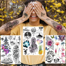 Yezunir 6 Sheets Watercolor Flower Temporary Tattoos For Women Girls Small Lavender Sweetpea Diamond Glitter Face Fake Tattoos Temporary Women Rose Floral Geometric Butterfly Feather Birds Tatoos Set Yezunir