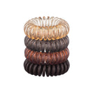 Kitsch Spiral Hair Ties, Coil Hair Ties, Phone Cord Hair Ties, Hair Coils - 4 Pcs, Brunette Kitsch
