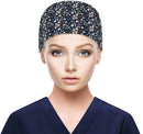 QBA Adjustable Working Cap with Button Long Hair, Sweatband Cotton Ponytail Holder, Tie Back Hats for Women & Men, One Size QBA