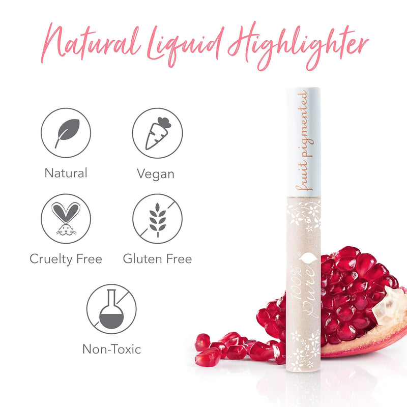 100% PURE Luminating Highlighter Creme, Northern Light, Liquid Highlighter Makeup w/ Natural Shimmer, Face Highlighter for Glowing Skin, Shimmery Finish (Cool w/ Pink-Blue Undertone) - 0.24 Fl Oz 100% PURE