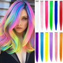 MEckily 12 Pcs Colored Hair Extensions Party Highlights, Straight Hairpiece Clip in Synthetic Hair Extensions for Kids Girls 22 inch (Colorful Set) MEckily Store