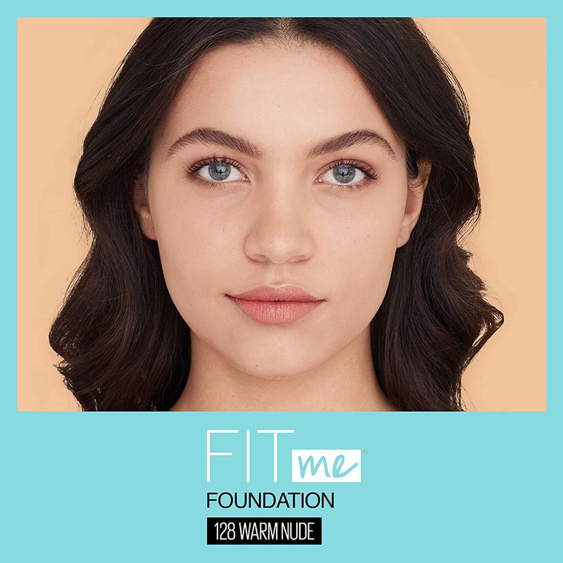 Maybelline Fit Me Matte + Poreless Liquid Foundation, Face Makeup, Mess-Free No Waste Pouch Format, Normal To Oily Skin Types, 128 Warm Nude, 1.3 Fl Oz Maybelline New York
