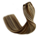 Blonde Highlights Human Hair Bundles Brown to Bleached Blonde Sew in Hair Weft Extensions Straight Real Hair Weave Extensions 18 Inch Double Hand Tied Weft Hair 100 Gram for Women Ubetta Store
