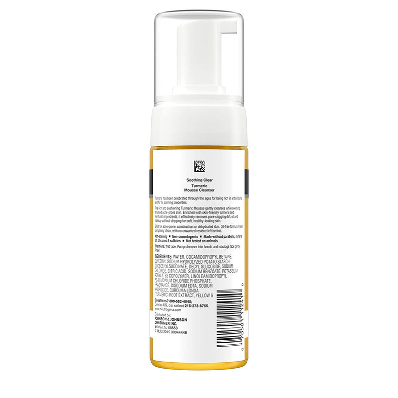 Neutrogena Soothing Clear Calming Mousse Facial Cleanser with Soothing & Calming Turmeric, Gentle Face Wash for Acne-Prone Skin, Paraben-Free, Oil-Free, Not Tested on Animals, 5 fl. oz Neutrogena Store