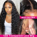 ISEE Hair Transparent Lace Front Wigs Human Hair Deep Wave Wigs 150% Density Deep Curly 13X4 Lace Frontal Human Hair Wigs for Black Women Pre Plucked with Baby Hair Natural Color (18 Inch) ISEE