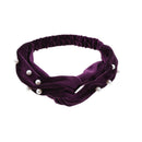 Velvet Knot Headwrap with Pearls - Purple Motique Accessories