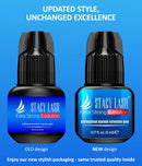 STACY LASH Extra Strong Evolution Eyelash Extension Glue (0.17fl.oz / 5ml) / 0.5-1 Sec Dry/Retention – 8 Weeks/Black Adhesive/Lash Tech Supplies + Glue Ring Infinity Warehouse