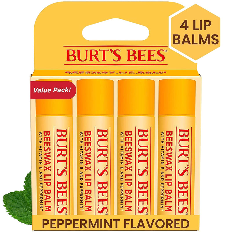 Burt's Bees Lip Balm - Berry Agua Fresca, Dragonfruit Lemon, Coconut & Pear, Tropical Pineapple Pack, With Beeswax, Tint-Free, Natural Origin Lip Treatment, 4 Tubes, 0.15 oz. Infinity Warehouse