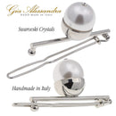 Gia Alessandra GA248 Wedding Bridal Hair Barrette Slide Clip Silver and Large Pearl Styling Girls Hair Ornaments. No Slip Durable Styling Hair Accessories for Women. Handmade in Italy (2.75 Inch) Gia Alessandra