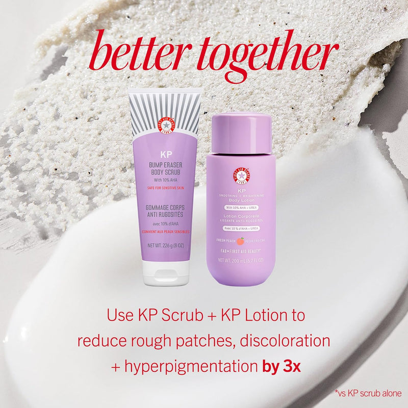 First Aid Beauty - KP Bump Eraser Body Scrub with 10% AHA, Keratosis Pilaris Skin Exfoliater with Glycolic and Lactic acids, Helps Reduce Chicken Skin Bumps, Safe for Sensitive Skin, 8 oz, 2ct Infinity Warehouse