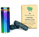 Vegan Biodegradable Bamboo Charcoal Dental Floss with Refillable Stainless Steel Rainbow Container | Extra Floss Refill | Natural Candelilla Wax | 33yds x2 | Peppermint | Eco Zero Waste Oral Care ME MOTHER EARTH