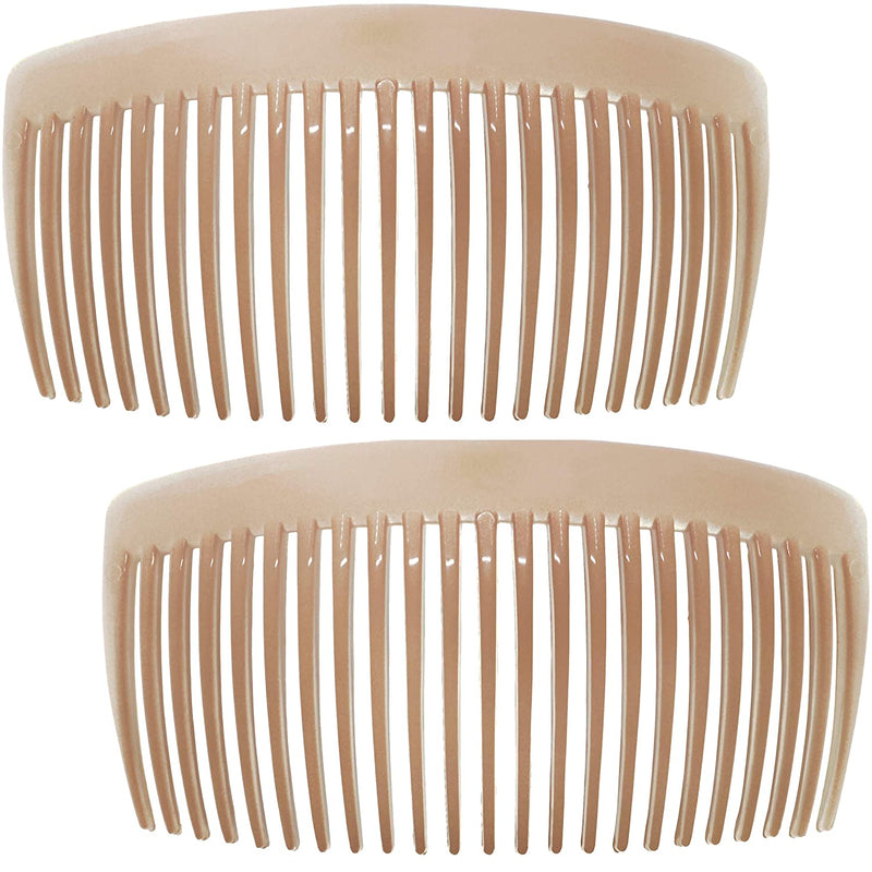 Camila Paris CP2912 French Side Combs Large 2 Pack Curved, Nude Flexible Durable Cellulose Hair Combs, Strong Hold Grip Hair Clips for Women, No Slip Styling Girls Hair Accessories, Made in France Camila Store
