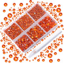 AD Beads 4300 Pieces Flat Back Nail Art Rhinestones Round Beads 6 Sizes (2-6.5mm) with Storage Organizer Box,Rhinestones Picking Pen for Nail Art Phone Decorations Crafts DIY (Orange) AD Beads