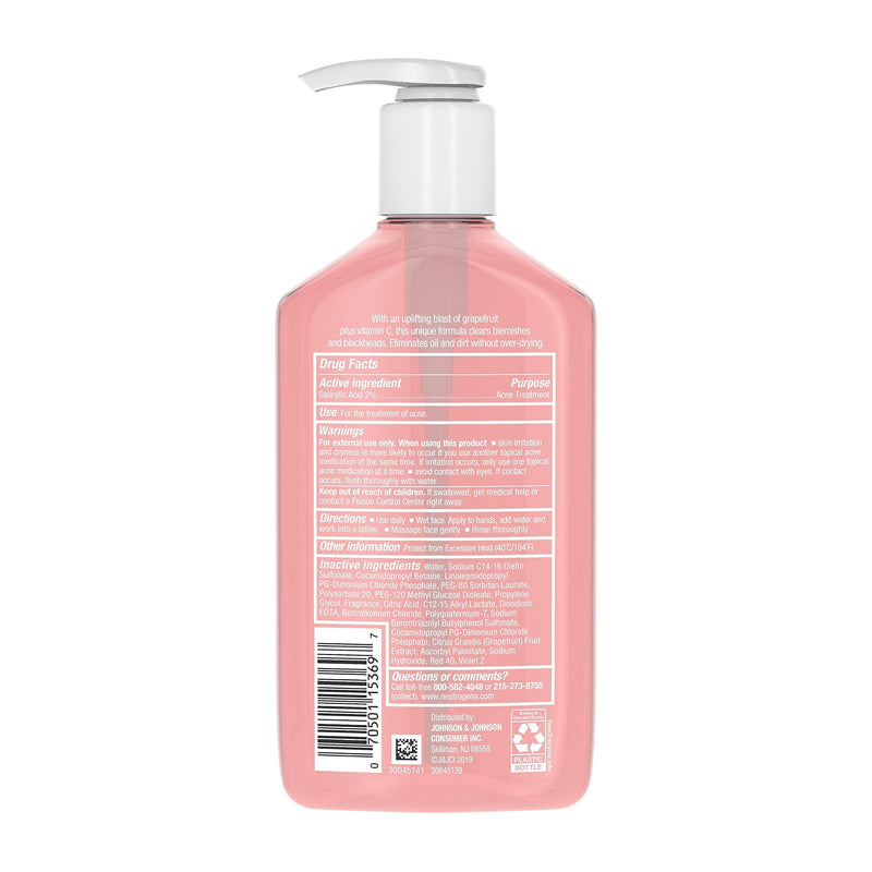 Neutrogena Oil-Free Salicylic Acid Pink Grapefruit Pore Cleansing Acne Wash and Facial Cleanser with Vitamin C, 9.1 fl. oz Neutrogena