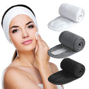 3 Pack Makeup Headband, Denfany Ultra Soft Adjustable Spa Facial Headbands Terry Cloth Stretch Make Up Wrap for Face Washing, Shower, Facial Mask, Yoga (Black + White + Gray) Denfany