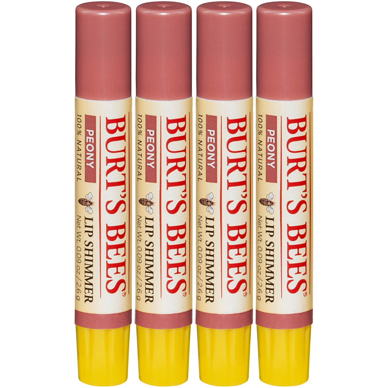 Burt's Bee's Lip Shimmer, Peony - 0.09 Ounces each (Value Pack of 4) Burt's Bees