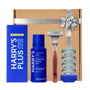 HARRY'S PLUS: Shaving Kit for Men - Gift Box with Premium Handle, 5 Razor Blade Cartridges, 2 oz Foaming Shave Gel & Travel Cover, Advanced Pivoting System - Clay Infinity Warehouse