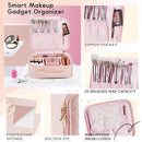 Stagiant Portable Leather Makeup Bag Train Case Portable Travel Makeup Case Storage PU Leather Cosmetic Organizer with Dividers for Girl Cosmetic Make-Up Tools Skin Care Toiletry Jewelry Pink Stagiant Store