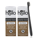 Hello Oral Care Activated Charcoal Whitening Fluoride Toothpaste Twin Pack + BPA-Free Black Toothbrush hello Store