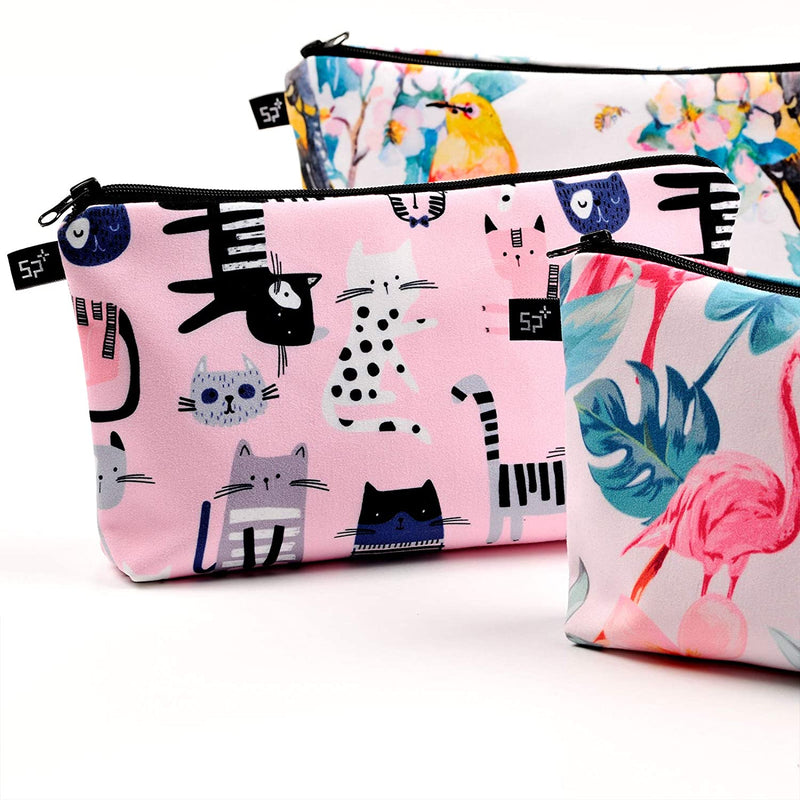 Pack of 3 Cosmetic Bags for Women Functional Makeup Bags Small Travel Bags Toiletries Case Durable Waterproof Bags Accessories Organizer Fashion Women Gifts (Style B) FUN FUN HOME