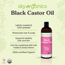 Organic Jamaican Black Castor Oil by Sky Organics (8 oz) USDA Organic 100% Pure Roasted Castor Oil Moisturizing Oil for Hair and Skin Oil Treatment Castor Oil Hair Mask Natural Skin Moisturizer Sky Organics Store