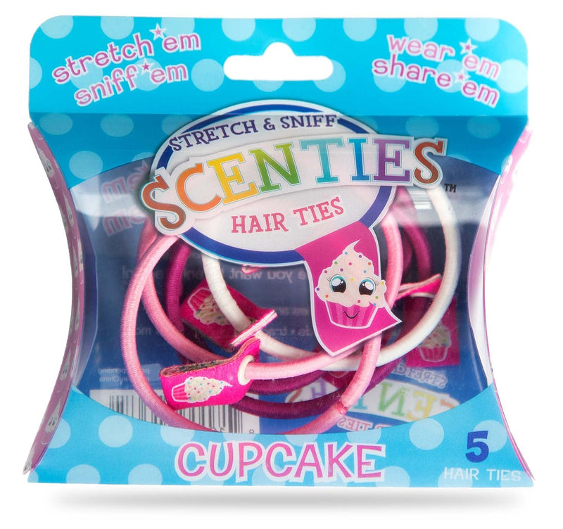 Scenties Cupcake Scented Hair Bands, 5 Pack | Pretty Ponytail Holders for Thick Hair, Thin Hair & Curly Hair | Baby Girl Hair Ties No Damage Elastic Kids Hair Accessories Scenties
