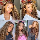 ISEE Hair Transparent Lace Front Wigs Human Hair Deep Wave Wigs 150% Density 13X4 Lace Frontal Human Hair Wigs for Black Women Pre Plucked with Baby Hair (18 Inches, Honey Blonde Highlights) ISEE