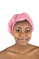 Rosemade 17 Solid Colors Women Head Wrap Hair Scarf Turban Soft Stretch Tie African Hijab Headwear Knit Jersey headwrap (Pink) Rosemade