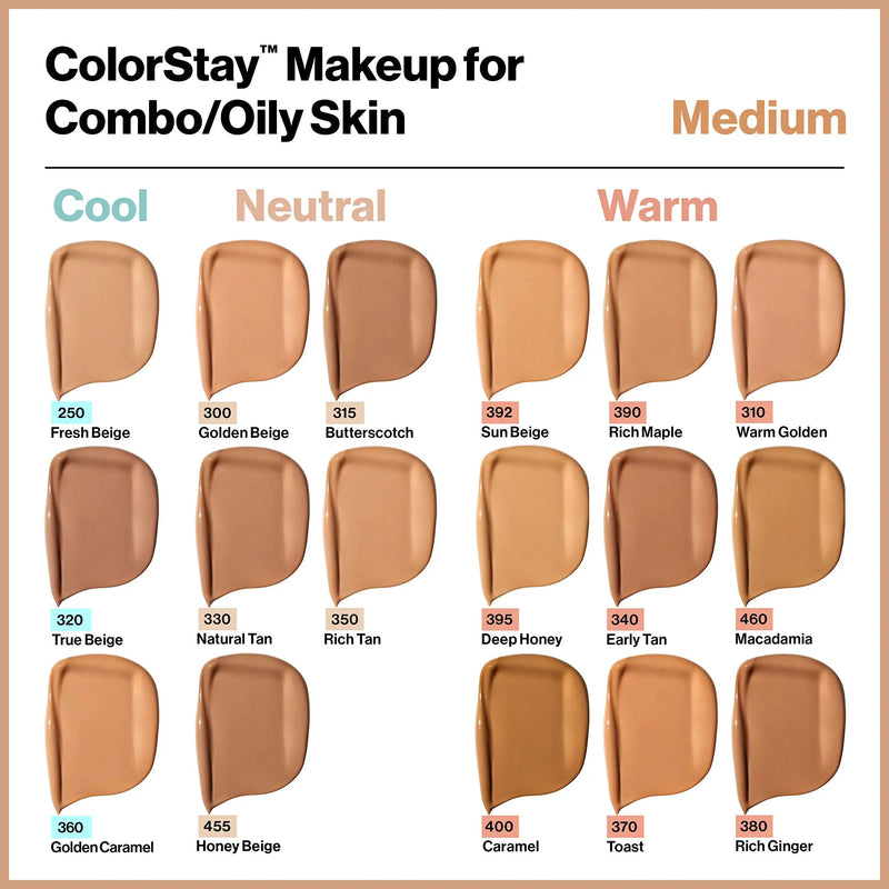 Revlon ColorStay Liquid Foundation Makeup for Combination/Oily Skin SPF 15, Longwear Medium-Full Coverage with Matte Finish, Natural Ochre (175), 1.0 oz REVLON