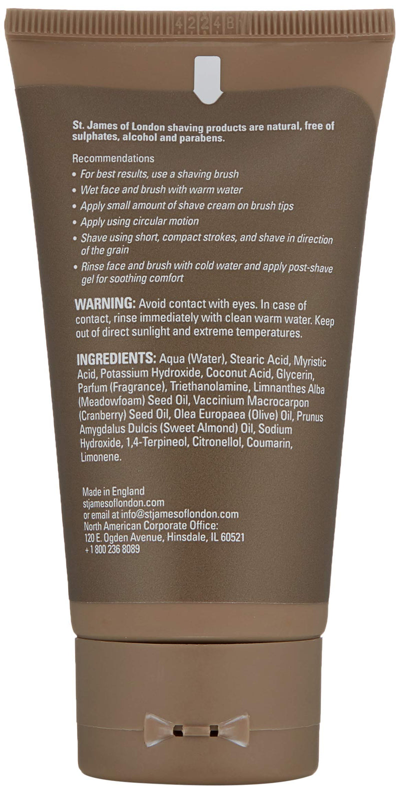 St James of London Mandarin & Patchouli Shave Cream Tube, 2.5 Fl Oz St James of London